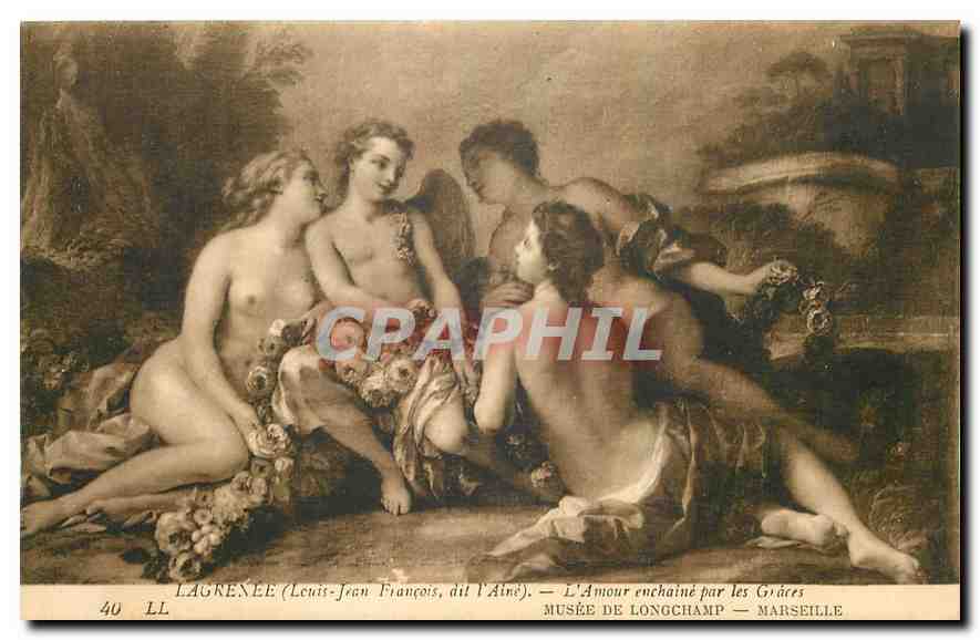 CPA Lagrenee Louis Jean Francois dit l'Aine l'Amour enchaine par les Graces Marseille Musee de Longc