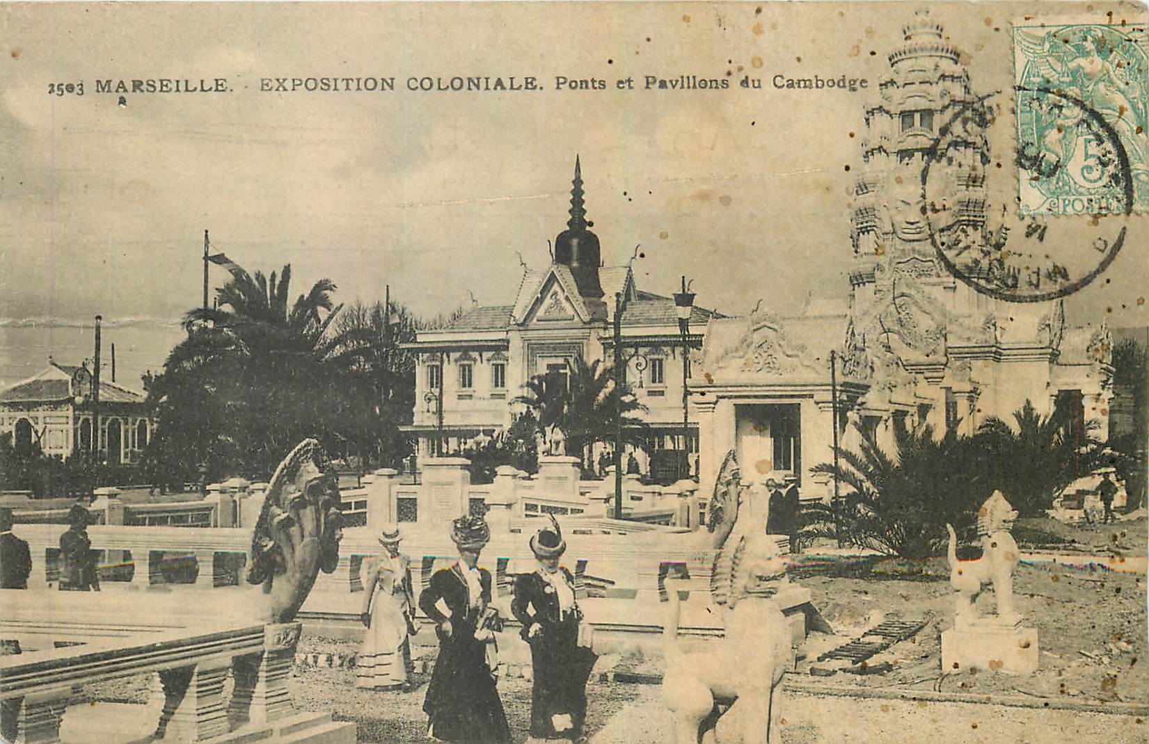 CPA Marseille Exposition Coloniale Ponts et Pavillons du Cambodge 