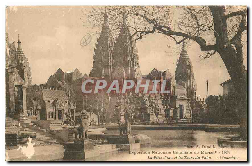 CPA Exposition Coloniale de Marseille Le Piece d'eau et les Tours 
