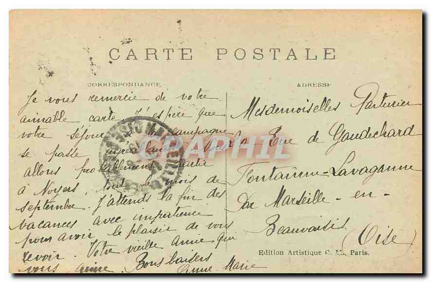 CPA Bois de Vincennes Une Cascade  — Rückseite