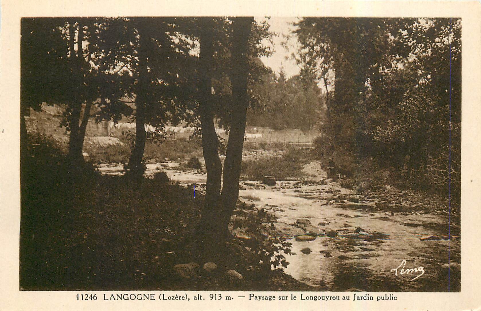 CPA Langogne Lozere Paysage sur le Longouyrou au Jardin public 