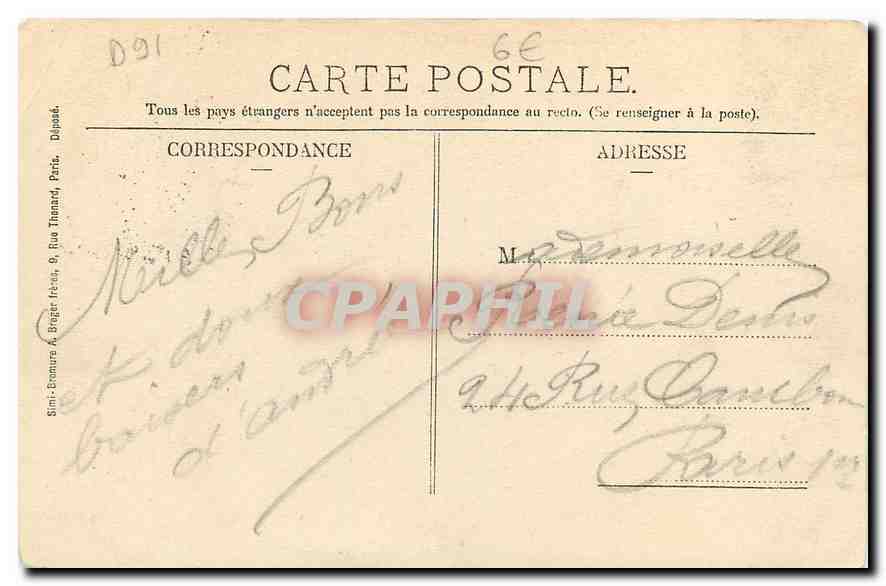 CPA Juvisy Grande Rue route de Champrosay Draveil Chateau de Villiers Mr Pecoul  — Back