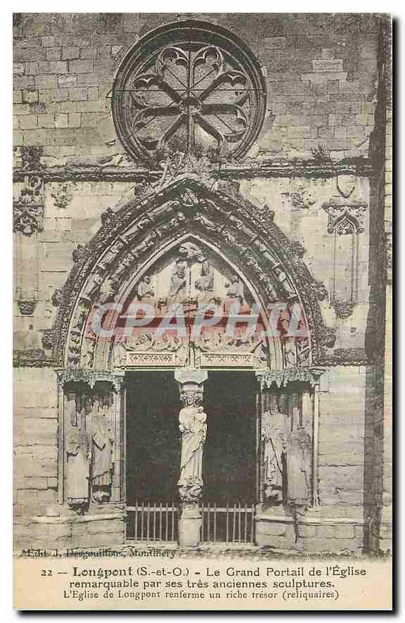 CPA Longpoint S et O Le Grand Portail de l'Eglise 