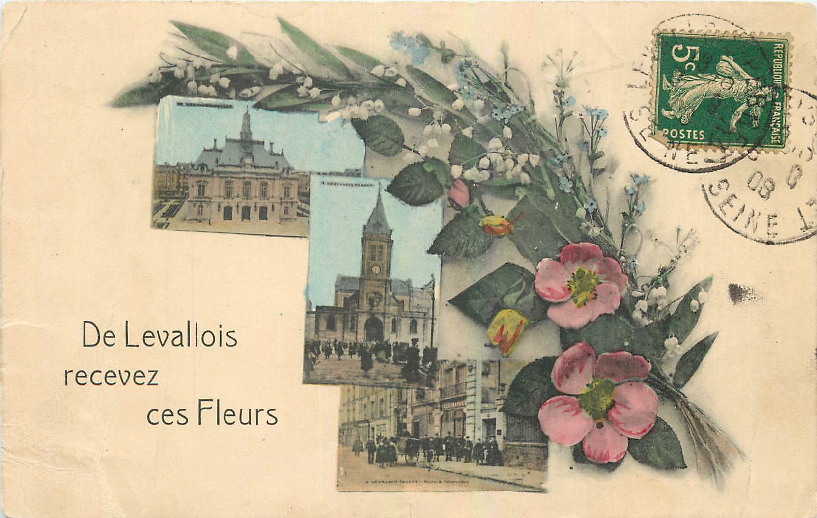 CPA De Levallois Recevez ces Fleurs 