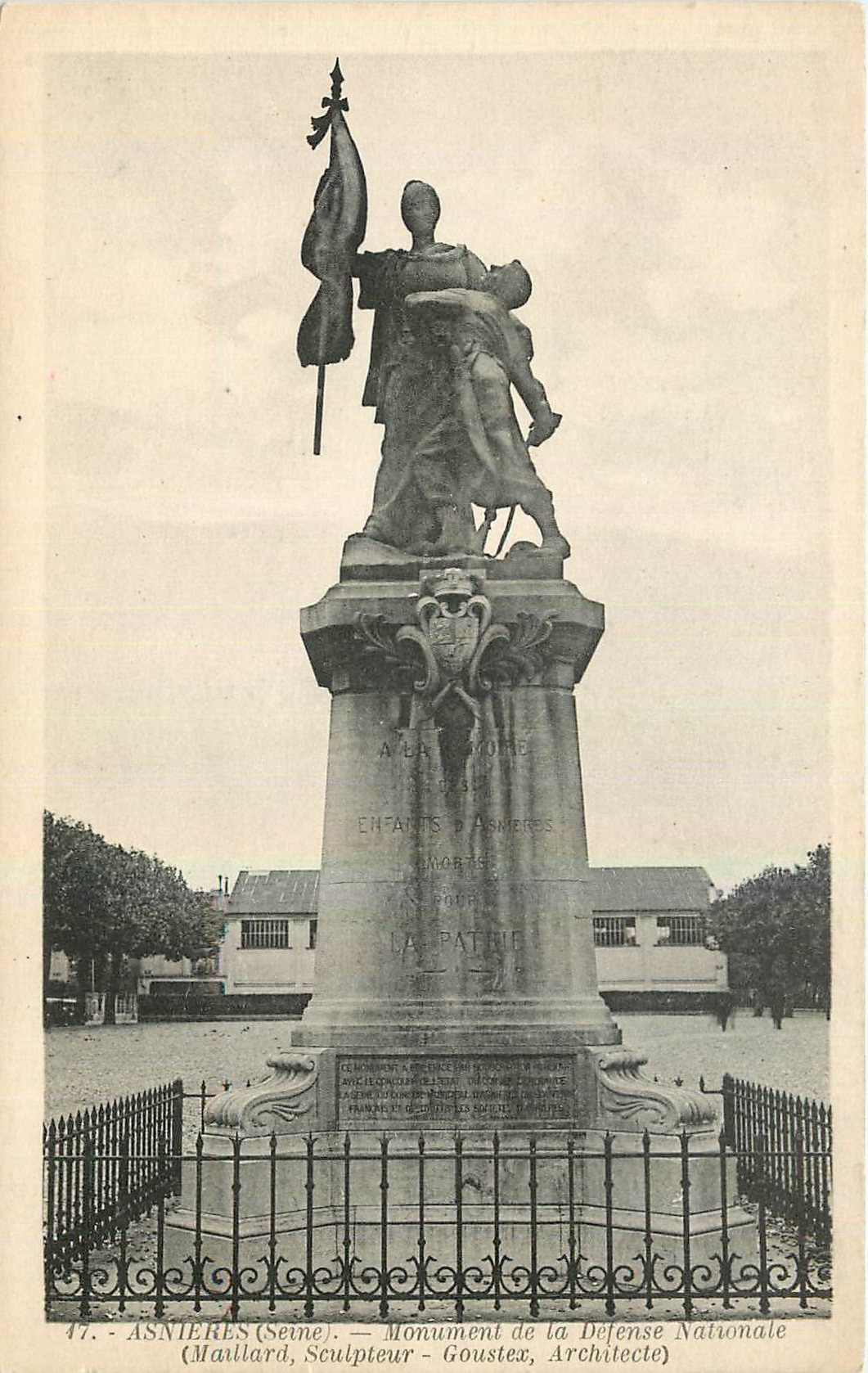 CPA Asnieres Seine Monument de la Dejense Nationale 