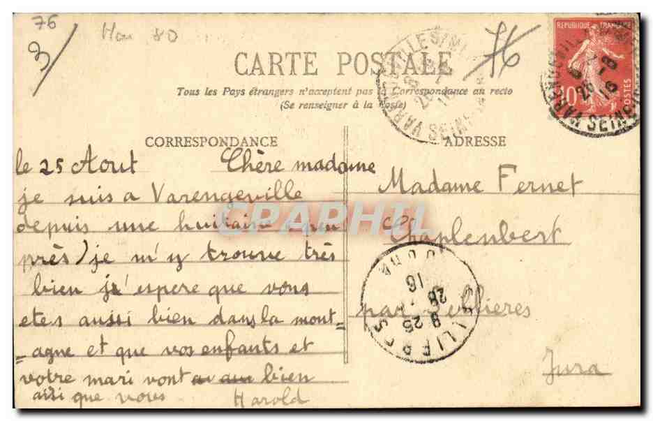 Varengeville CPA Le manoir d'Ango — Rückseite