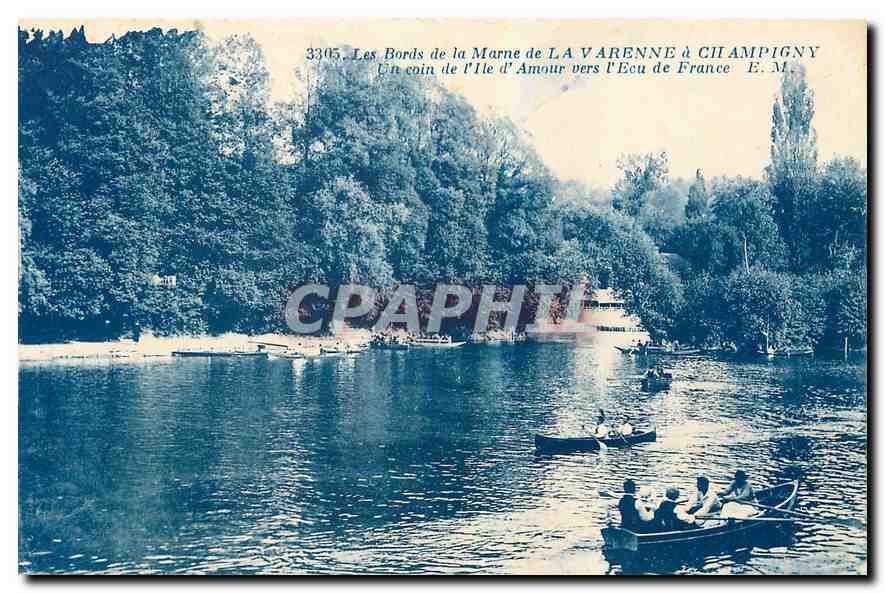 CPA Les Bords de la Marne de La Varenne a Champigny un coin de l'ile d'Amour vers l'Ecu de France 