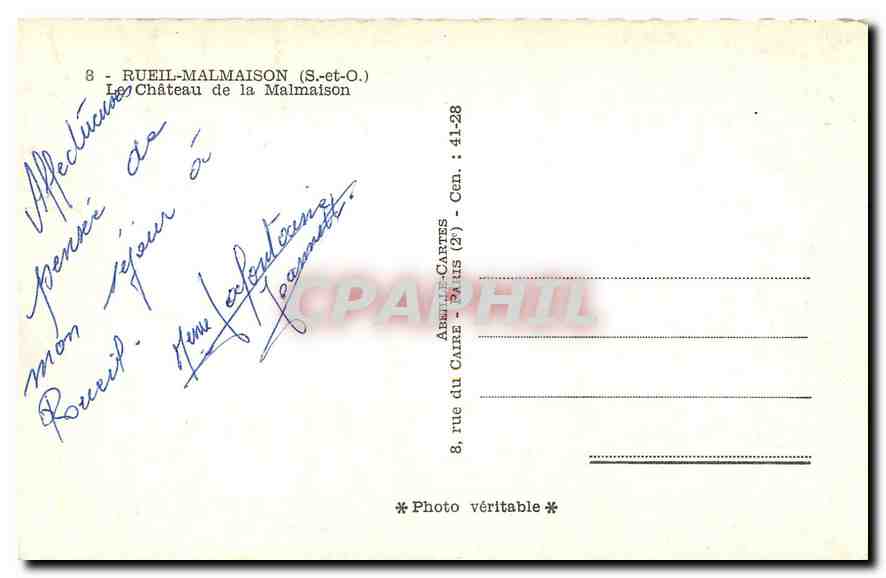 CPM Rueil-Malmaison S et O Le Chateau de la Malmaison  — Rückseite