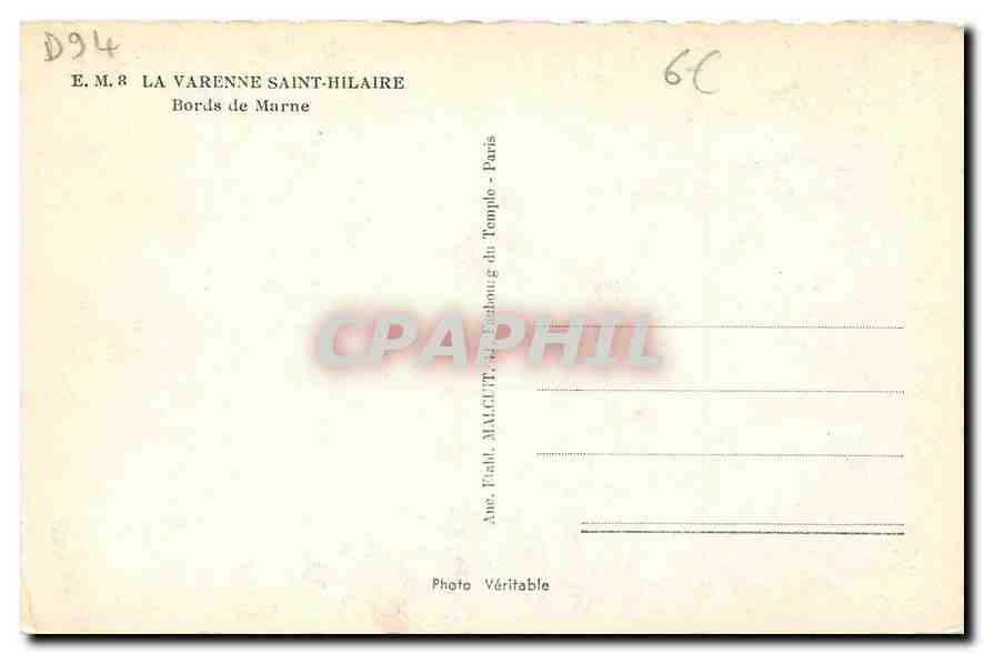 CPA La Varenne Saint Hilaire Bords de Marne  — Back
