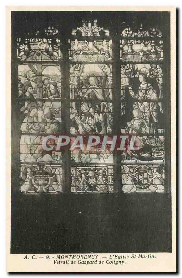 CPA Montmorency L'Eglise St Martin Vitrail de Gaspard de Coligny 