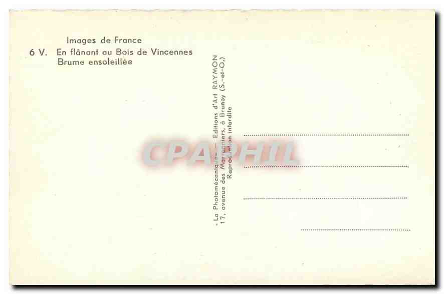 CPM Images de France En flanant au Bois de Vincennes Brume ensoleillee  — Rückseite