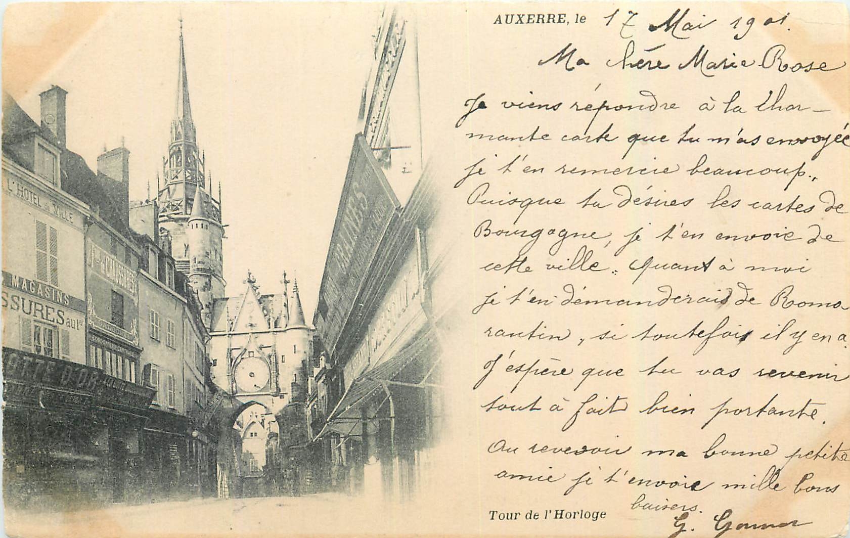 CPA Auxerre Tour de l'Horloge 