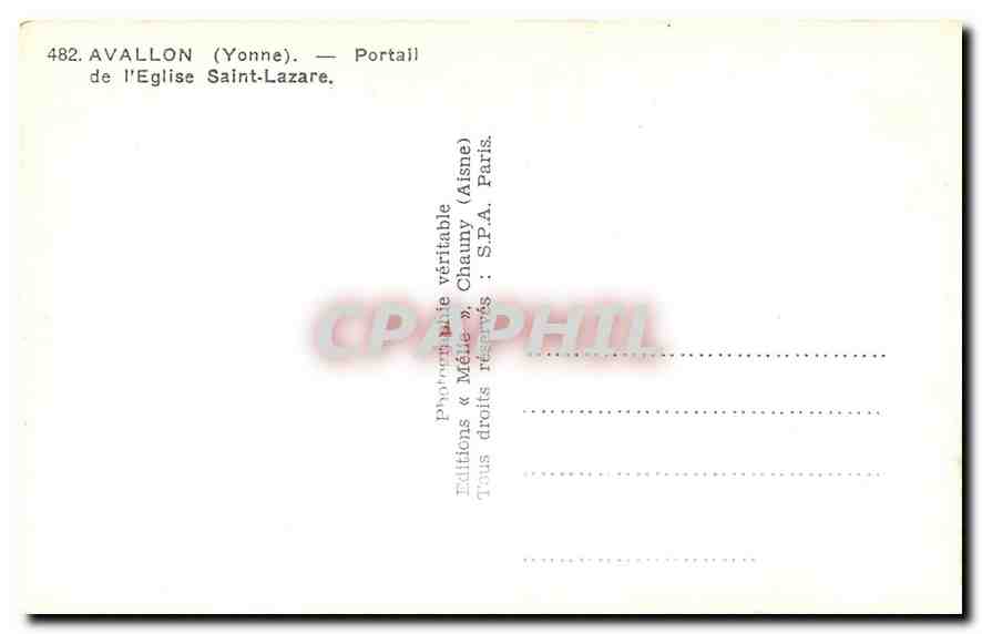 CPA Avallon Yonne Portail de l'Eglise Saint Lazare  — Back