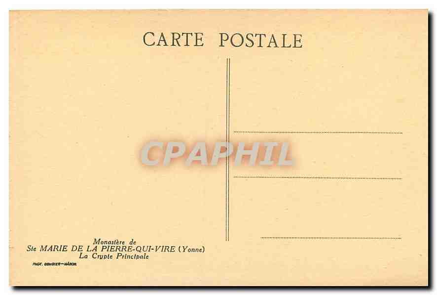 CPA Monastere de Ste Marie de la Pierre qui Vire Yonne La Crypte Principale  — Rückseite