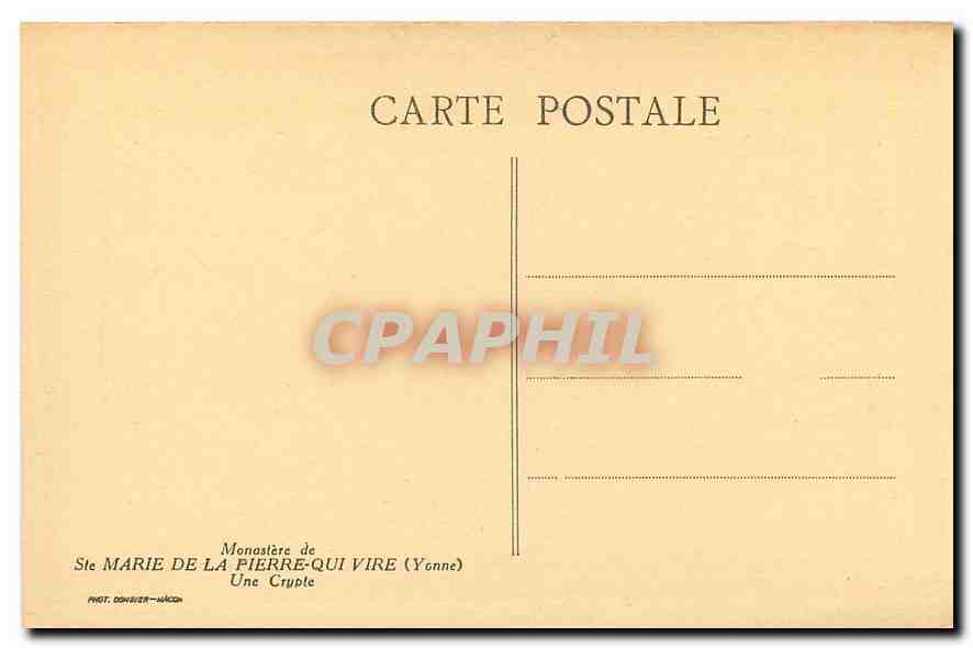 CPA Monastere de Ste Marie de la Pierre qui Vire Yonne Une Crypte  — Rückseite