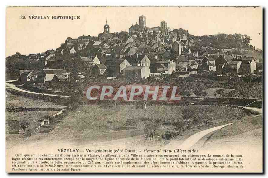 CPA Vezelay Historique Vezelay Vue generale cote Ouest 