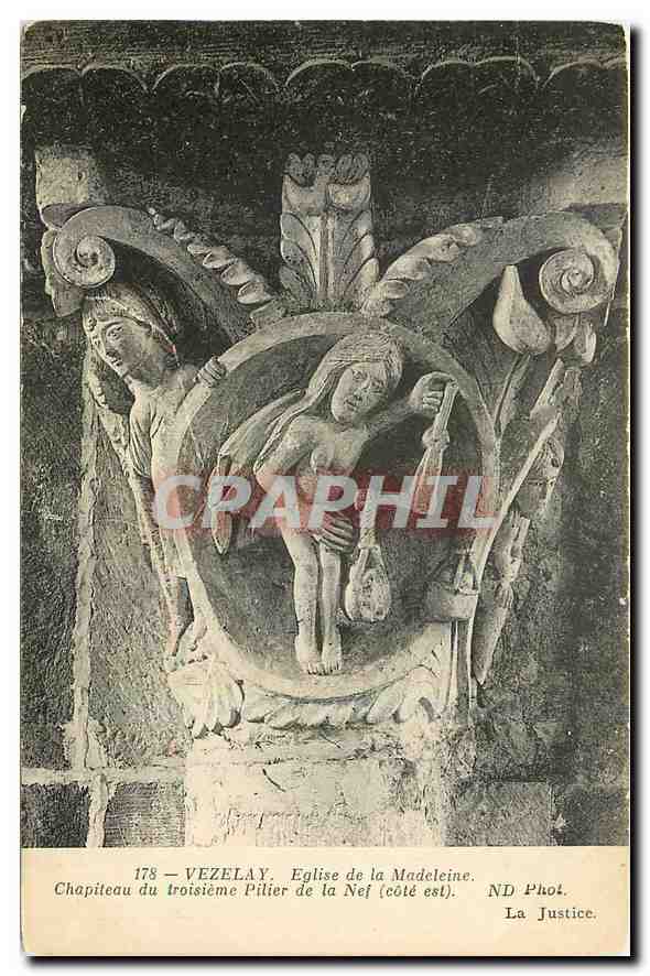CPA Vezelay Eglise de la Madeleine Chapiteau du troisieme Pilier de la Nef cote est 