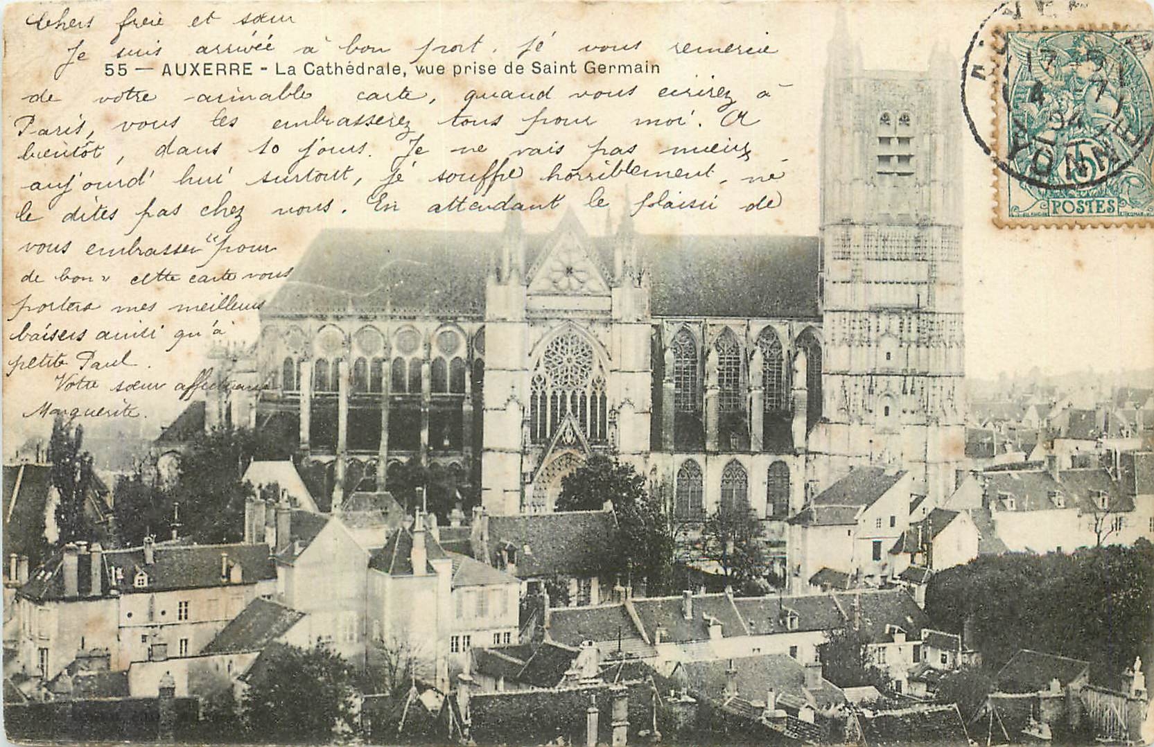 CPA Auxerre La Cathedrale Vue prise de Saint Germain 
