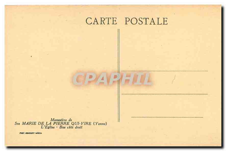 CPA Monastere de Ste Marie de la Pierre qui Vire Yonne L'Eglise Bas cote droit  — Back