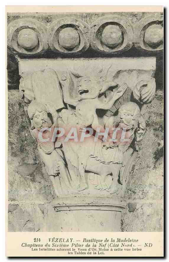 CPA Vezelay Basilique de la madeleine Chapiteau du Sixieme Pilier de la Nef Cote Nord 