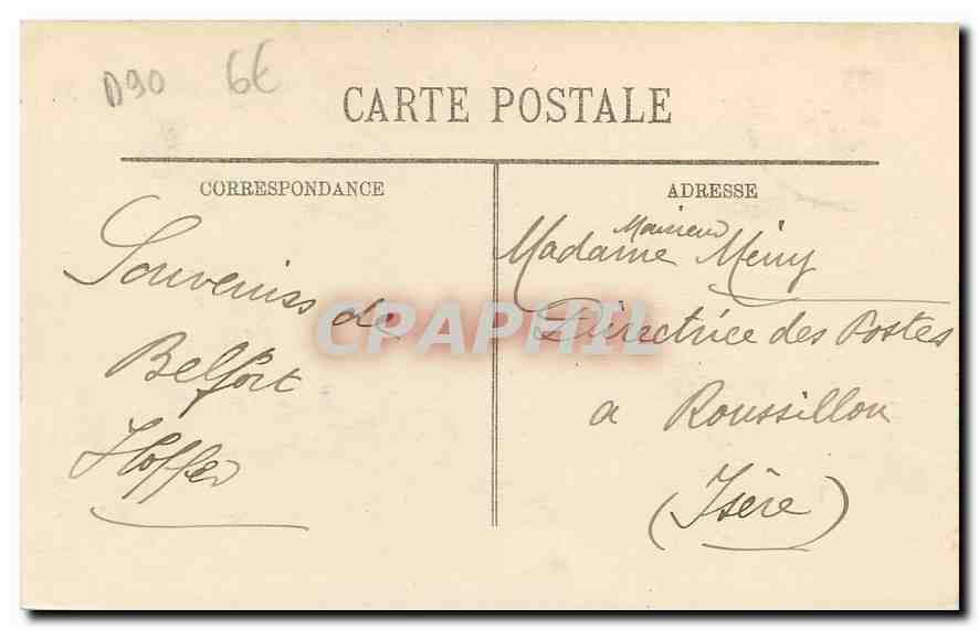 CPA Belfort Le Monument des Mobiles  — Verso