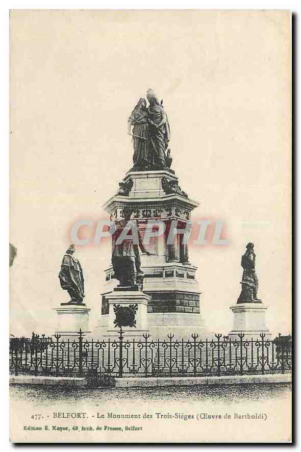 CPA Belfort Le Monument des Trois Sieges Oeuvre de Bartholdi 