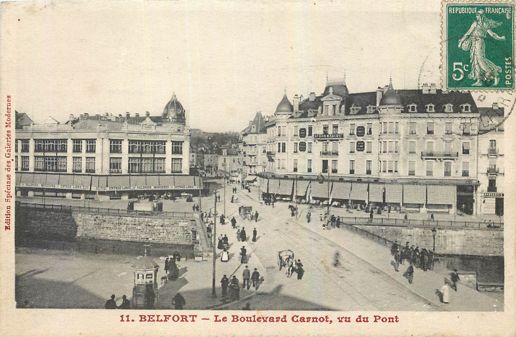 CPA Belfort Le Boulevard Carnot vu du Pont 