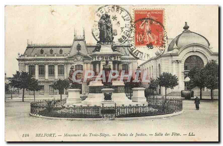 CPA Belfort Monument des Trois Sieges Palais de Justice Salle des Fetes 