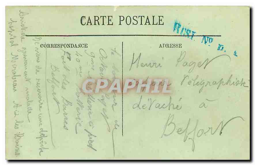 CPA Belfort Vue generale vers l'Ouest  — Rückseite
