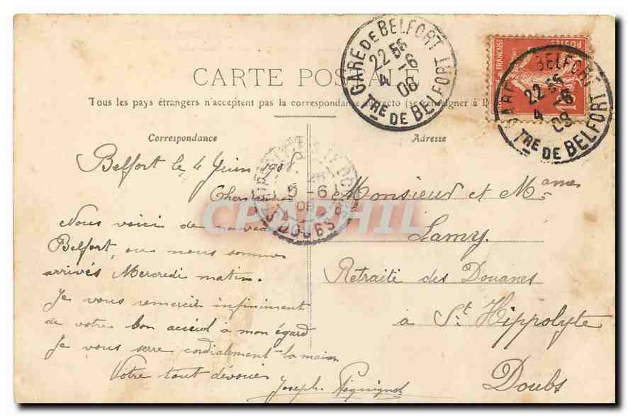 CPA Belfort Fort Hatry Vue generale  — Rückseite