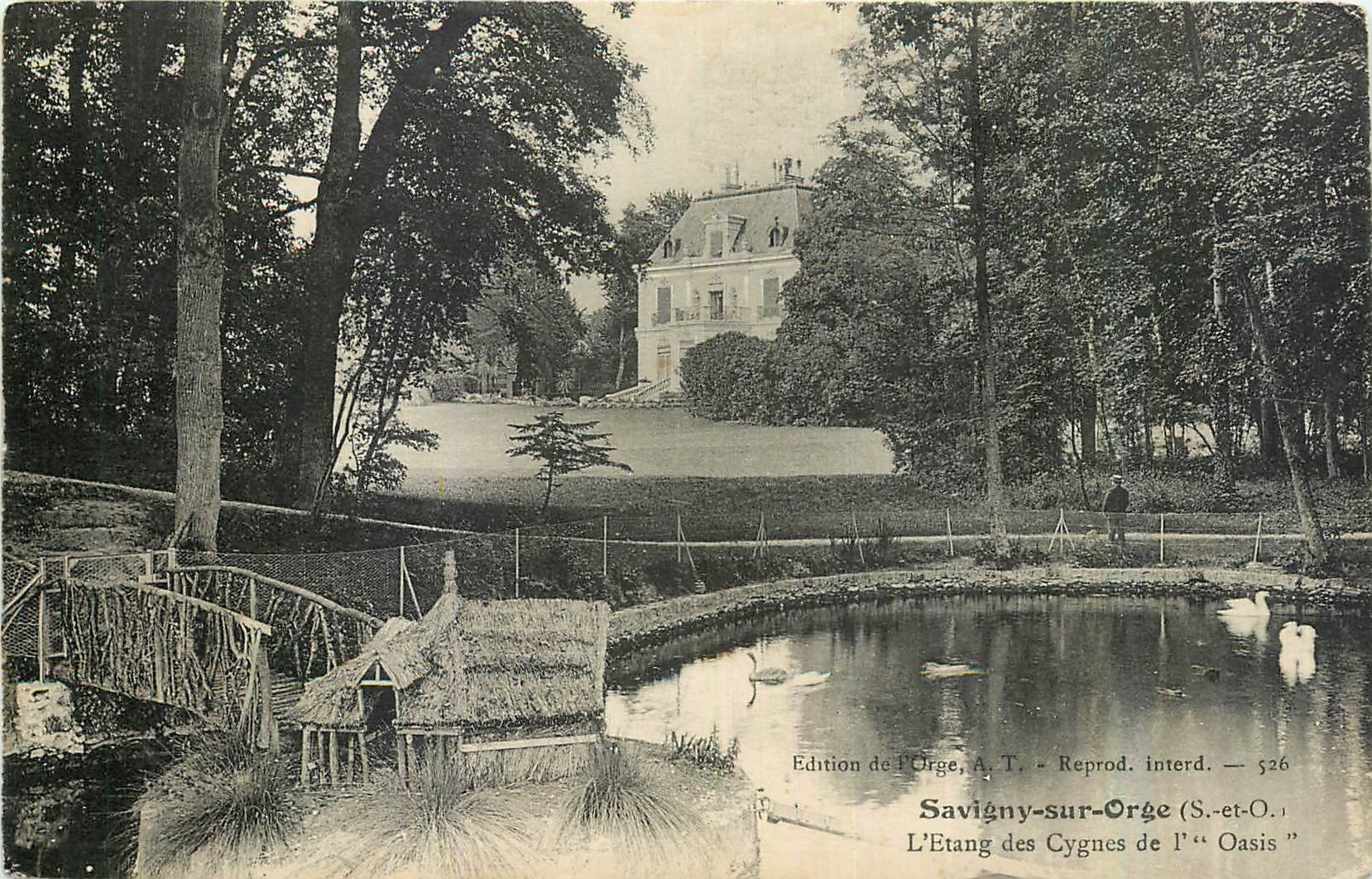 CPA Savigny sur Orge S et O L'Etang des Cygnes de l'Oasis 