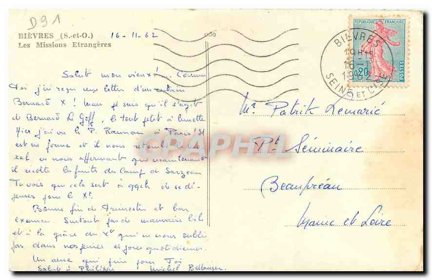 CPA Bievres S et O Les Missions Etrangeres  — Back