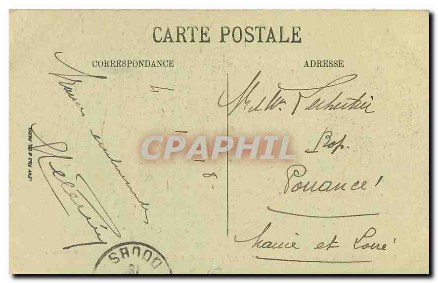Besançon — Vue vers la Cathédrale, la Citadelle et le Fort Bregille — Visa Paris 4 — Verso