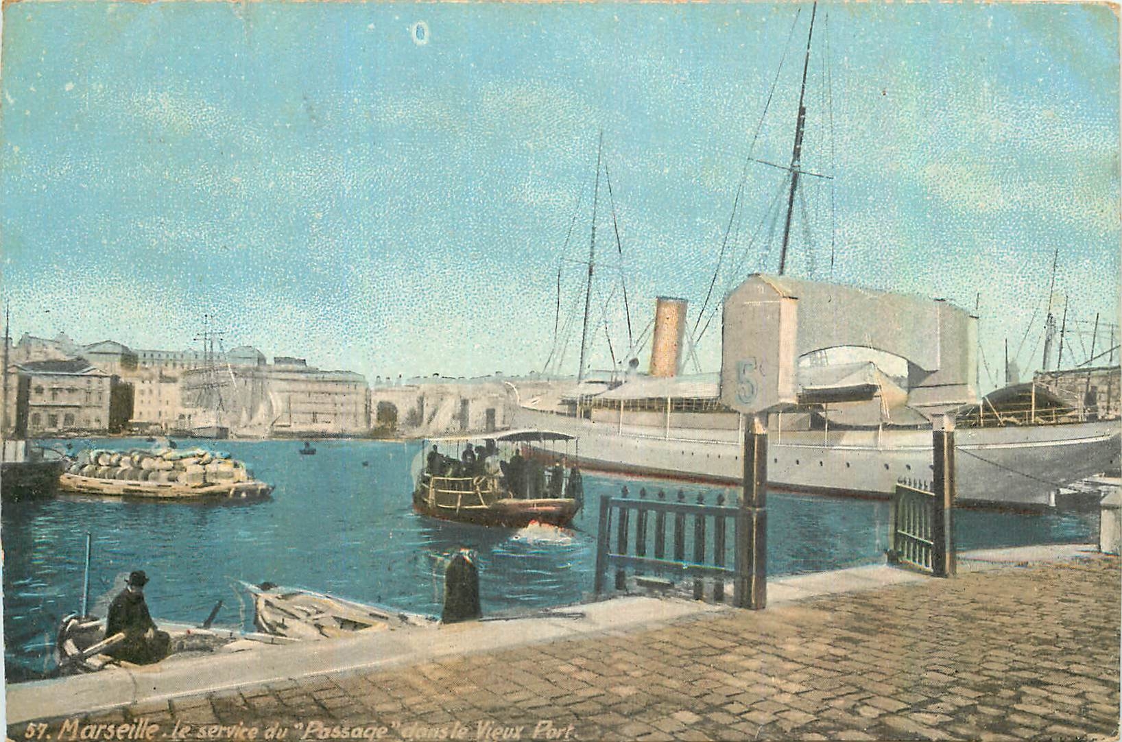 CPA Marseille le service du Passage dans le Vieux Port Bateaux