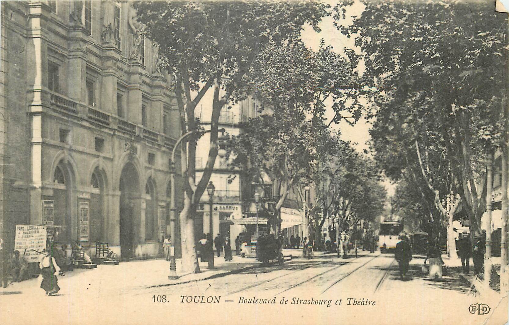 Toulon — Boulevard de Strasbourg et Théâtre — Éditeur E.P.D. n°108