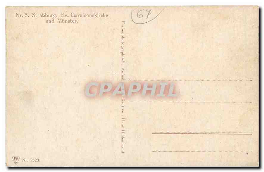 CPA Strassburg Ev Garnisonskirche und Munster  — Rückseite