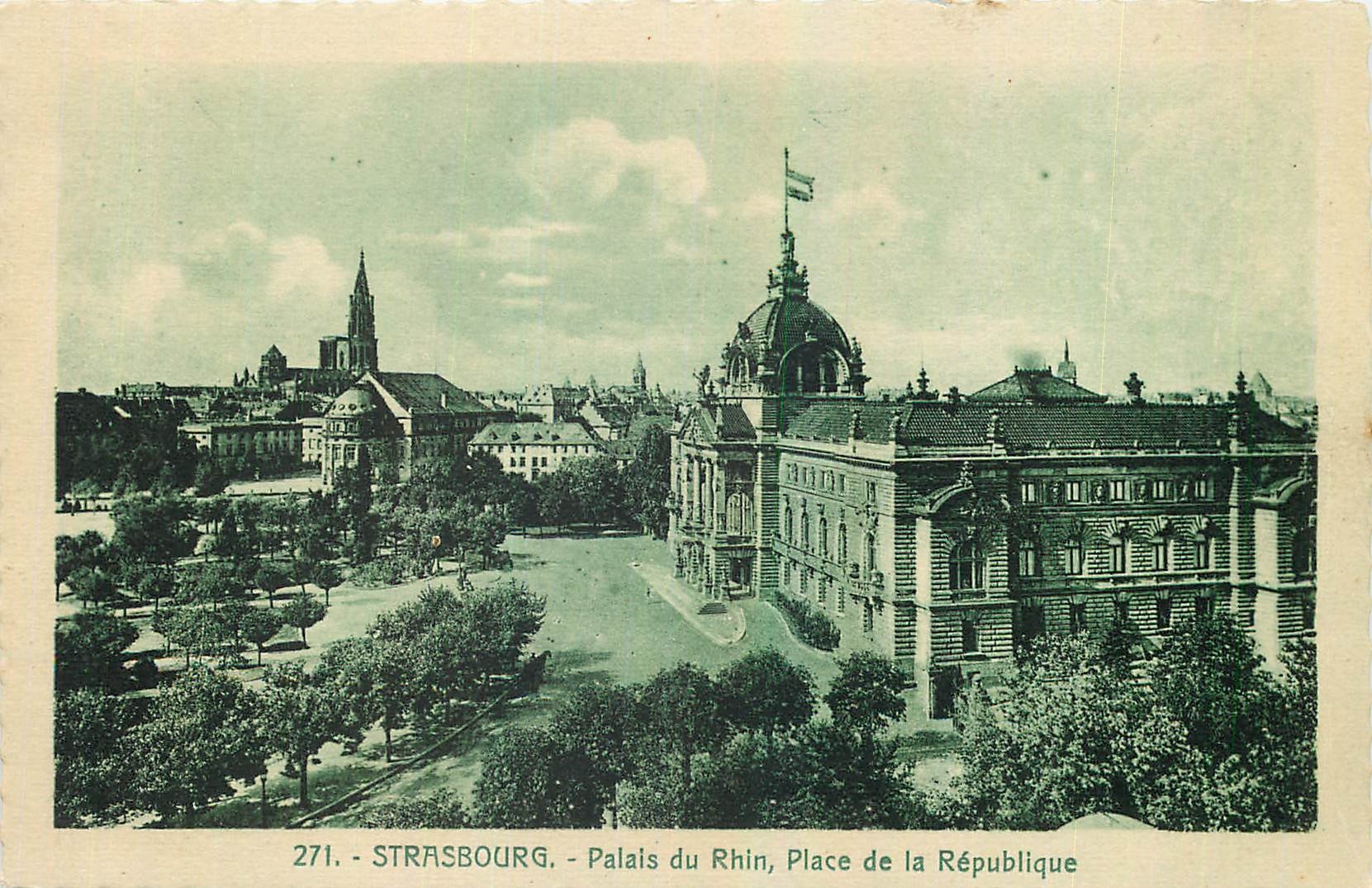 CPA Strasbourg Palais du Rhin Place de la Republique 