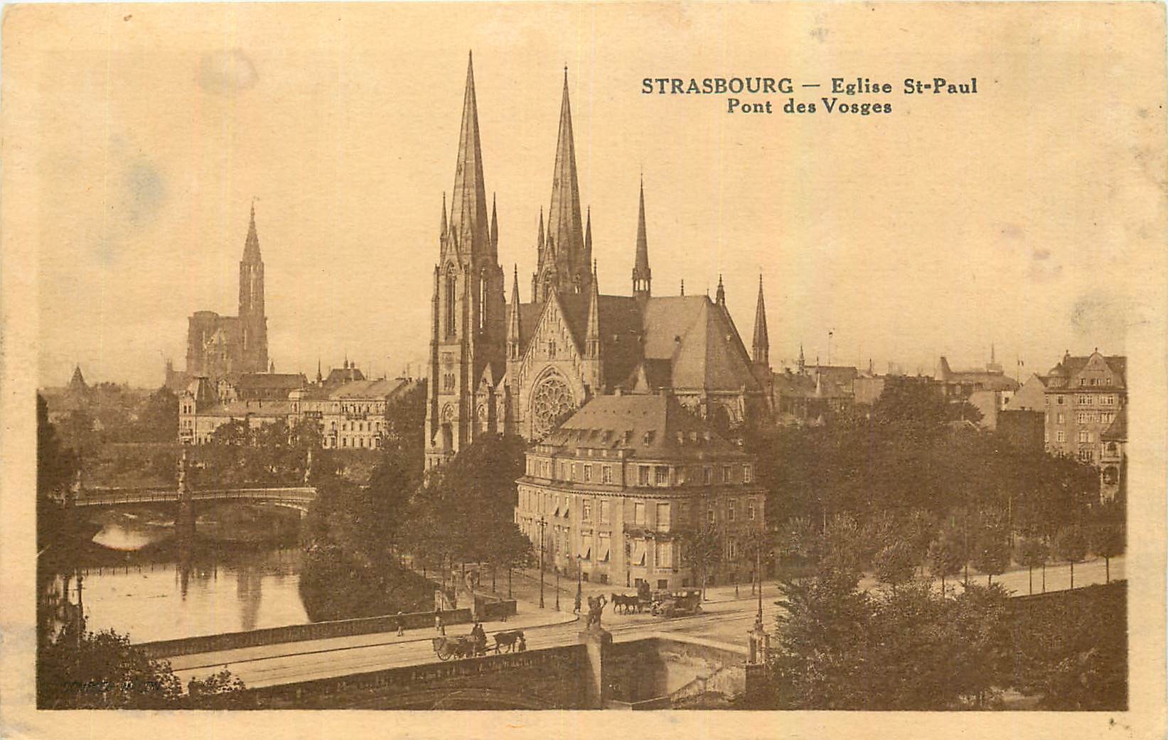 CPA Strasbourg Eglise St Paul Pont des Vosges 