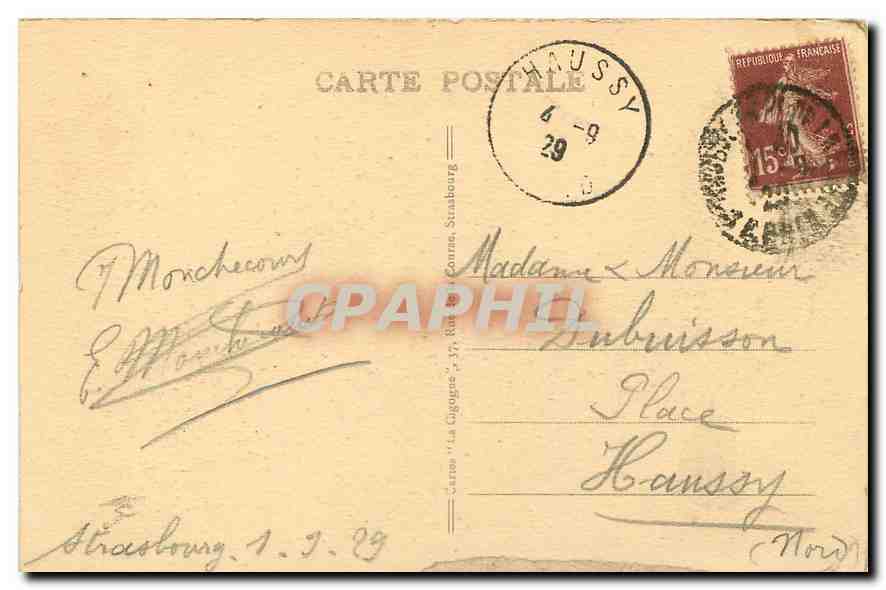 CPA Strasbourg l'Ancien Commissariat general et la Cathedrale  — Rückseite