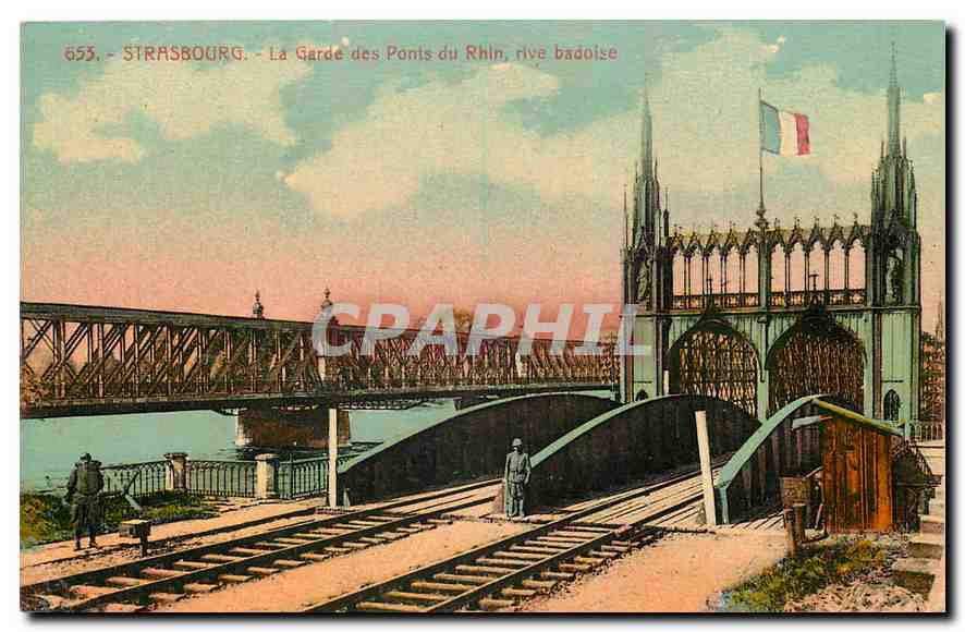 CPA Strasbourg la Garde des Ponts du Rhin rive Badoise 