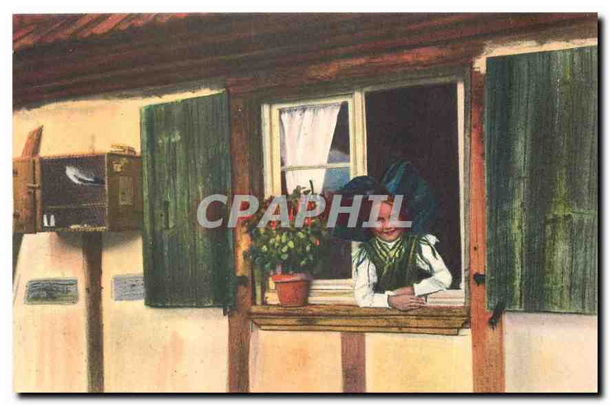 CPA Un Bonjour au Passant Folklore Alsace
