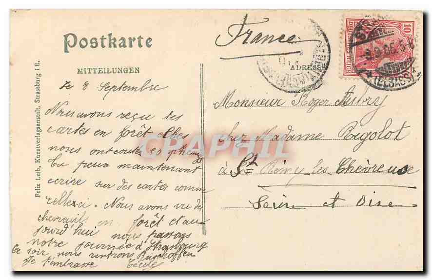 CPA Strasbourg Maison Kammerzell  — Rückseite