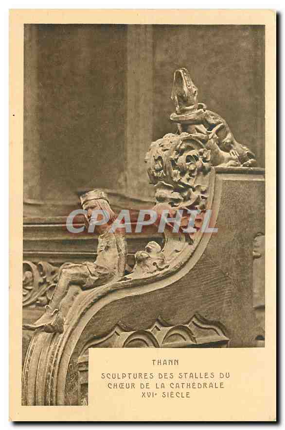 CPA Thann Sculptures des Stalles du Choeur de la Cathedrale XVI siecle 
