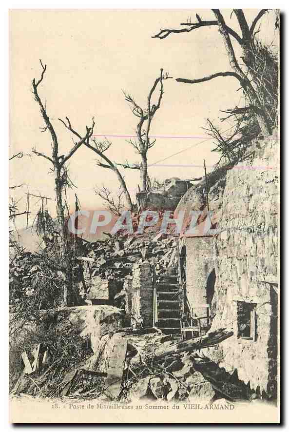CPA Poste de Mitrailleuses au Sommet du Vieil Armand 