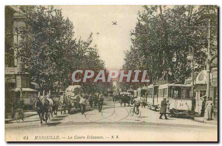 CPA Marseille le Cours Belzunce Tramway