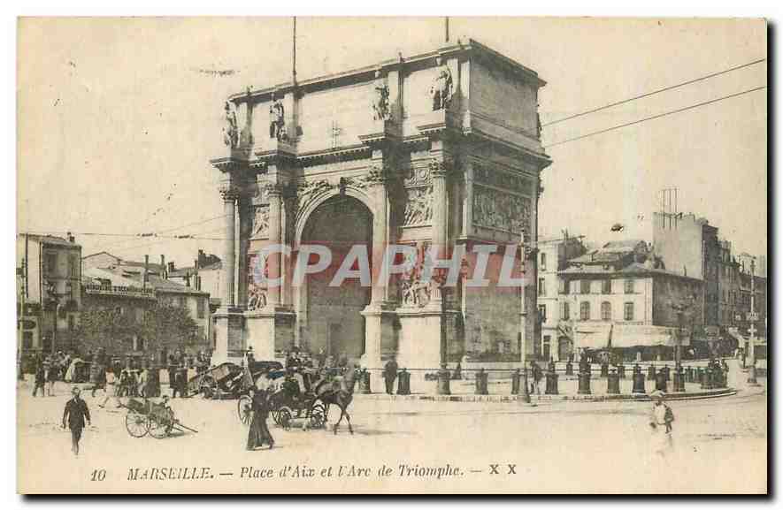 CPA Marseille Place d'Aix et l'Arc de Triomphe 