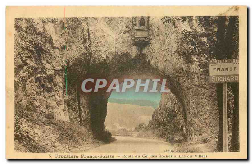 CPA Frontiere Franco Suisse Route au Col des Roches a lac ou Villers 