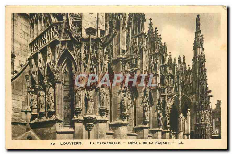 CPA Louviers la Cathedrale Detail de la Facade 