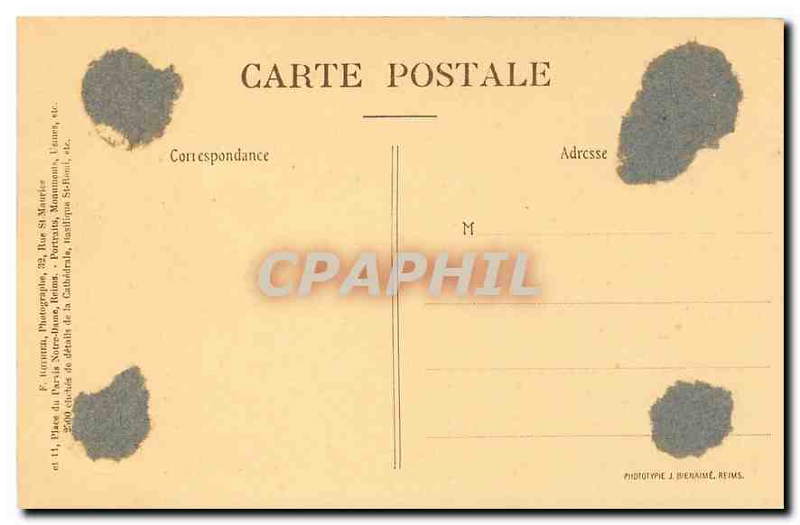 CPA Reims la Cathedrale Porche de gauche  — Verso