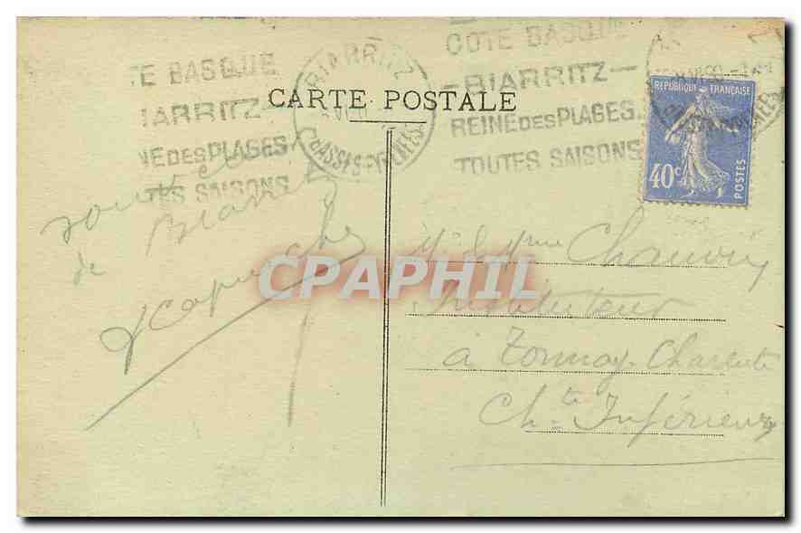 CPA Biarritz Chateau Basque Les Rochers  — Verso